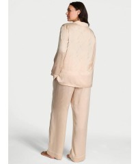 Піжама Victoria's Secret Nude Champagne Bottles Glazed Satin Long Pajama Set