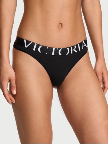 Трусики Black Cotton Exploded Logo Cotton Thong Panty