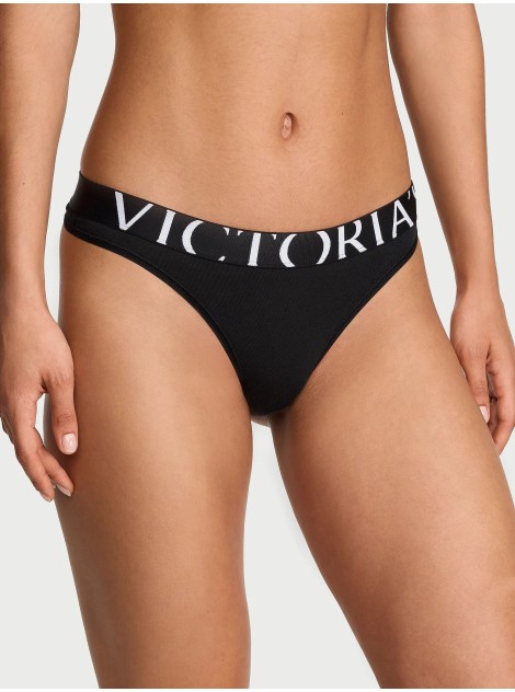 Трусики Black Cotton Exploded Logo Cotton Thong Panty