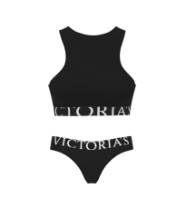 Комплект білизни Cotton Exploded Logo Unlined High-Neck Bralette Black Set