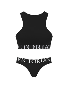Комплект білизни Cotton Exploded Logo Unlined High-Neck Bralette Black Set