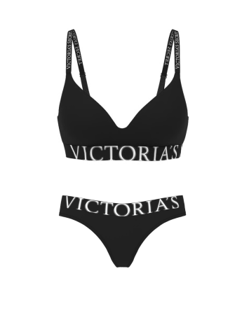 Комплект білизни Cotton Exploded Logo Lightly Lined Wireless Bra Black Set