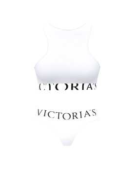 Комплект белья Cotton Exploded Logo Unlined High-Neck Bralette White Set