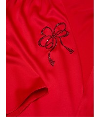 Сатиновий халат Victoria's Secret Bright Vermillion Red Satin Sparkle Bow Short Robe