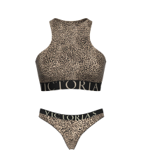Комплект білизни Cotton Exploded Logo Unlined High-Neck Bralette Leopard Set