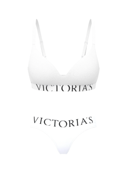 Комплект белья Cotton Exploded Logo Lightly Lined Wireless Bra White Set
