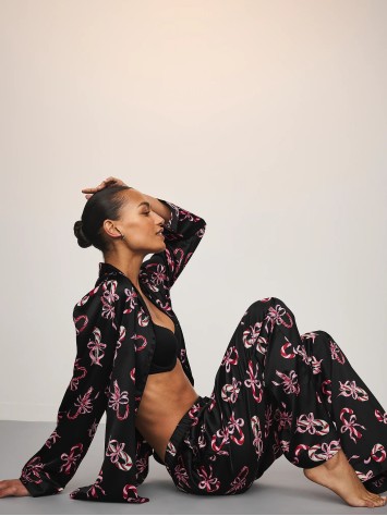 Сатинова піжама Glazed Satin Long Pajama Set Print