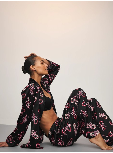 Сатиновая пижама Glazed Satin Long Pajama Set Print