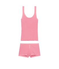 Піжама Victoria&#39;s Secret Ribbed Cami &amp; Short Set рожева майка з шортами