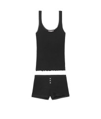 Піжама Victorias Secret Ribbed Cami & Short Set чорна майка з шортами