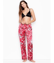 Сатинова піжама Victoria's Secret Satin PJ set, червона, Lux print Roses