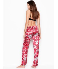 Сатинова піжама Victoria's Secret Satin PJ set, червона, Lux print Roses