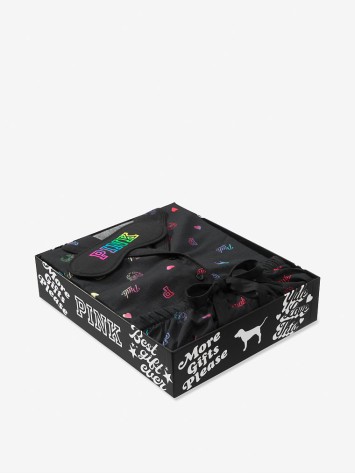 Піжама Victoria's Secret PINK PJ SET Black з шортиками та пов'язкою для сну
