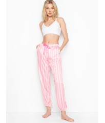 Пижамные штаны Victoria’s Secret, сатиновые ,розовые в полоску