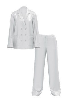 Піжама Victoria's Secret Luxe Satin Double-Breasted Long Pajama Set Grey