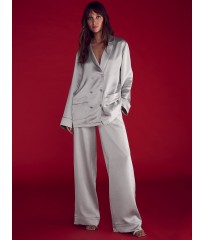 Піжама Victoria's Secret Luxe Satin Double-Breasted Long Pajama Set Grey