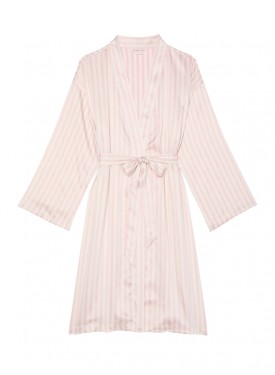 Сатиновый Халат Victoria's Secret Satin Midi Robe Iconic Stripe