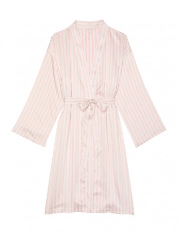Сатиновий Халат Victoria Secret Satin Midi Robe Iconic Stripe