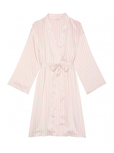 Сатиновый Халат Victoria's Secret Satin Midi Robe Iconic Stripe