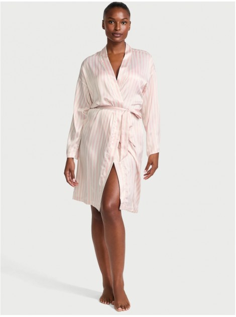 Сатиновый Халат Victoria's Secret Satin Midi Robe Iconic Stripe