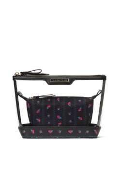 Косметичка Victoria's Secret 2 в 1 AM PM Beauty Bag Duo Black Roses print