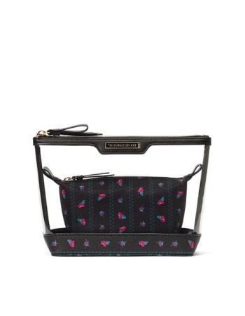 Косметичка Victoria's Secret 2 у 1 AM PM Beauty Bag Duo Black Roses print