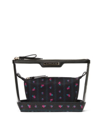 Косметичка Victoria's Secret 2 в 1 AM PM Beauty Bag Duo Black Roses print