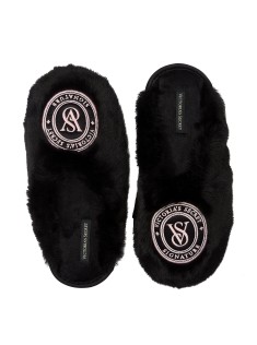 Домашні капці Вікторія Сікрет Closed-Toe Faux Fur Slippers Black