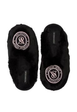 Домашні капці Вікторія Сікрет Closed-Toe Faux Fur Slippers Black