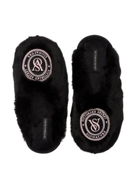 Тапочки Виктория Сикрет Closed-Toe Faux Fur Slippers Black