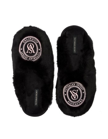 Тапочки Вікторія Сікрет Closed-Toe Faux Fur Slippers Black