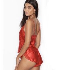 Сатинова піжама Victoria's Secret червона майка із шортами