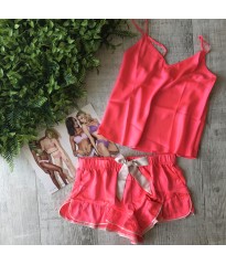 Сатинова піжама Victoria's Secret satin Pj Set neon pink