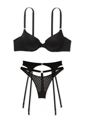 Комплект білизни Victoria's Secret Push-Up Demi Bra Black Set