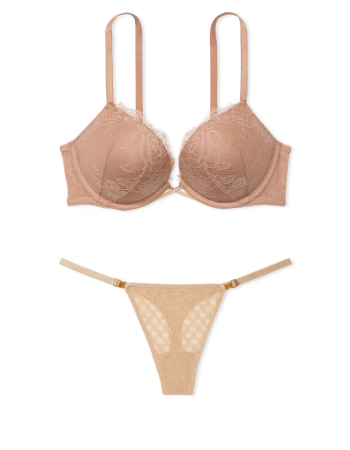 Комплект білизни Bombshell Add-2-Cups Rose Lace Push-Up Bra Set Praline