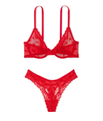 Комплект белья Tease Unlined Demi Bra Set Bright Vermillion Bows