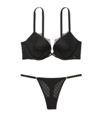 Комплект белья Bombshell Add-2-Cups Rose Lace Push-Up Bra Set Black