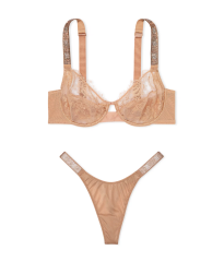 Комплект білизни The Fabulous by Victoria Secret Unlined Shine Strap Rose Lace Full-Cup Bra Set