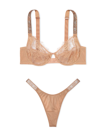 Комплект білизни The Fabulous by Victoria Secret Unlined Shine Strap Rose Lace Full-Cup Bra Set