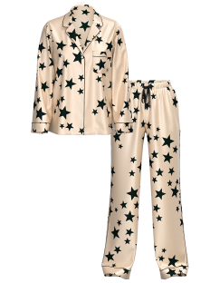 Піжама Glazed Satin Long Pajama Set Stars