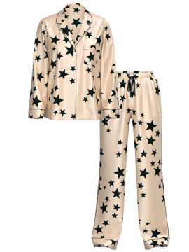 Пижама Glazed Satin Long Pajama Set Stars