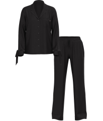 Пижама Modal Soft Velvet-Trim Long Pajama Set Black