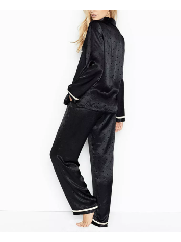 Сатинова піжама Satin Long Pajama Set Black