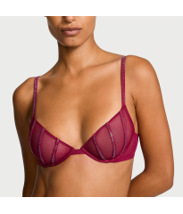 Комплект білизни Sheer Shine Unlined Low-Cut Demi Bra Set Campari Red