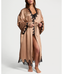 Сатиновий халат Victoria's Secret Satin & Rose Lace Open-Back Long Robe