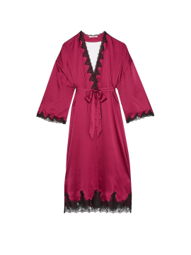 Сатиновый халат Victoria's Secret Satin & Rose Lace Open-Back Long Robe