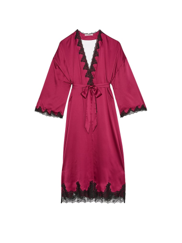 Сатиновий халат Victoria's Secret Satin & Rose Lace Open-Back Long Robe