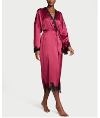 Сатиновий халат Victoria's Secret Satin & Rose Lace Open-Back Long Robe