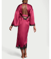 Сатиновий халат Victoria's Secret Satin & Rose Lace Open-Back Long Robe