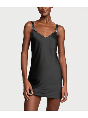 Пеньюар Scattered Shine Strap Satin Strappy-Back Slip Black